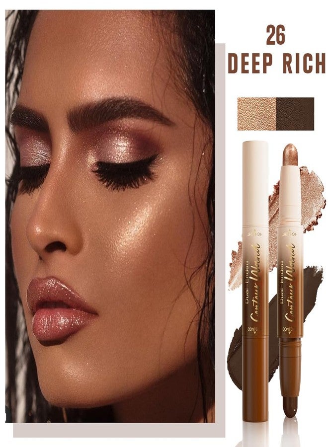 QIDSTERS 2in1 Cream Contour Highlighter Stick, Neutral Bronzer Makeup Sticks, Applies Dual-Ended Sculpting Stick for Face Body, Long Lasting No Smudging, Suitable for Makeup Beginners-Deep Rich - Image 2